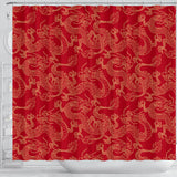 Gold Dragons Red Background Shower Curtain Fulfilled In US