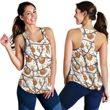 Sloths hanging on the tree pattern Women Racerback Tank Top