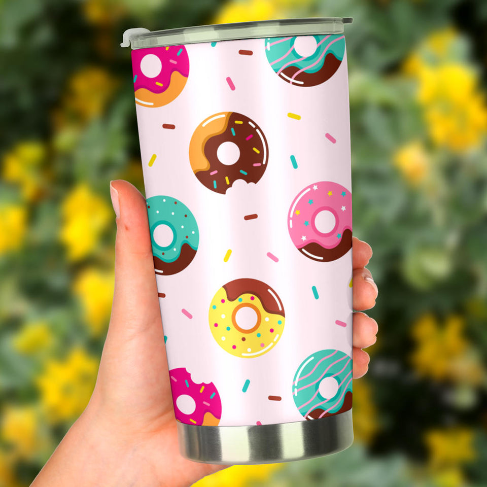 Donut Pattern Glaze Pink Background Tumbler