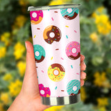 Donut Pattern Glaze Pink Background Tumbler