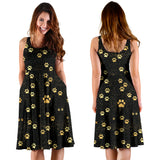 Dog Paws Pattern Print Design 05 Sleeveless Midi Dress