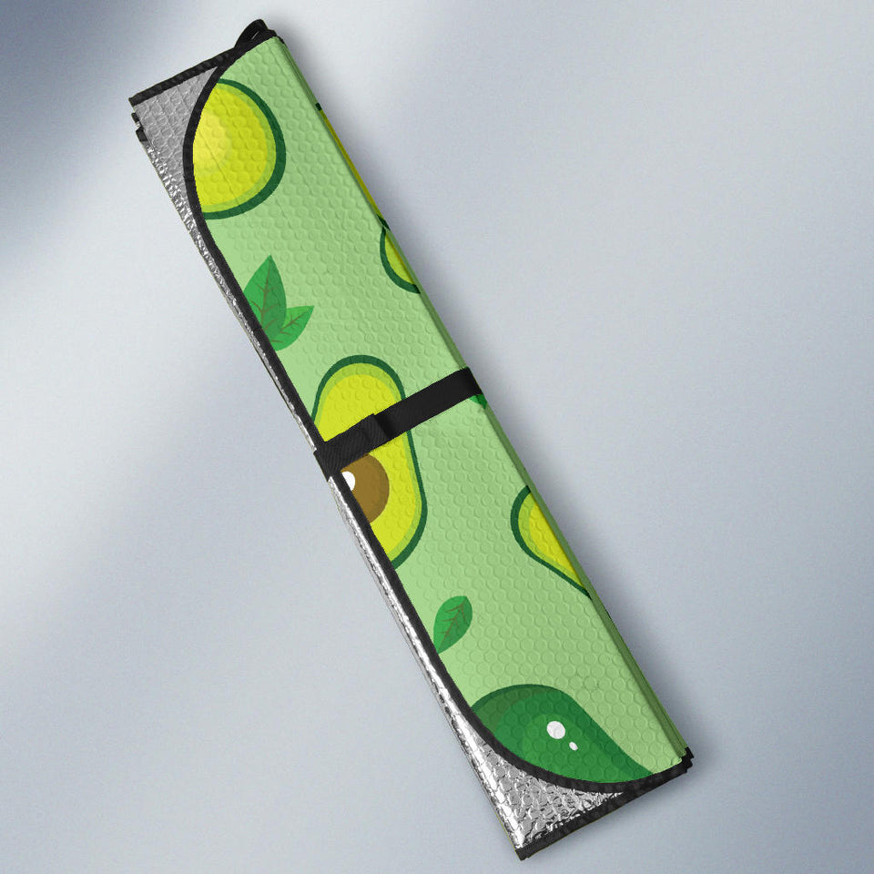 Avocado Pattern Green Background Car Sun Shade