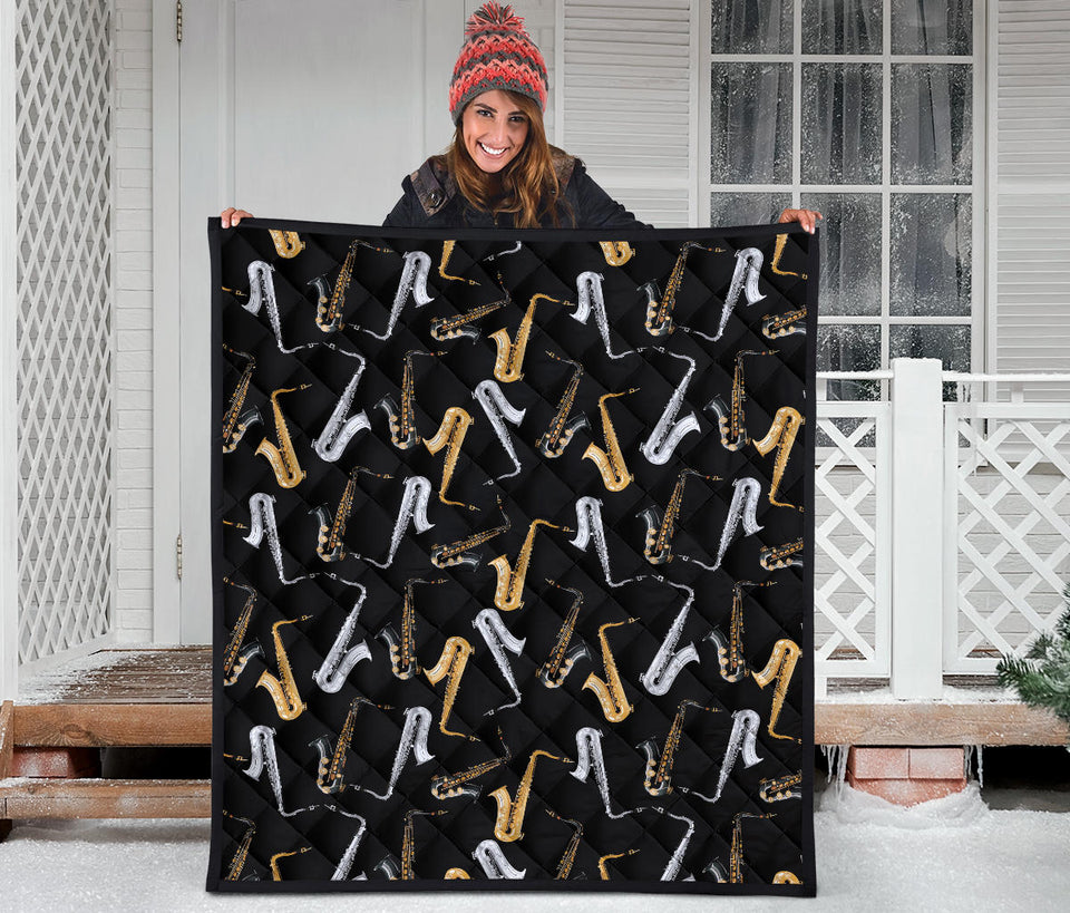 Saxophone Design Pattern Premium Quilt