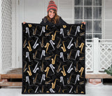 Saxophone Design Pattern Premium Quilt