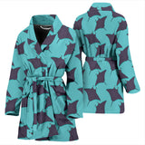 Stingray Pattern Print Design 02 Women's Bathrobe