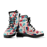 Red Blue Guitar Pattern Leather Boots