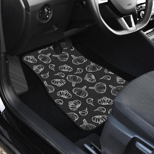 Garlic Pattern Black Background Front Car Mats