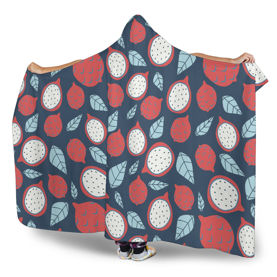 Dragon Fruits Dark Blue Background Hooded Blanket