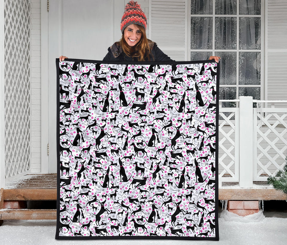 Greyhound Pattern Print Design 02 Premium Quilt