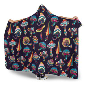Colorful Mushroom Pattern Hooded Blanket