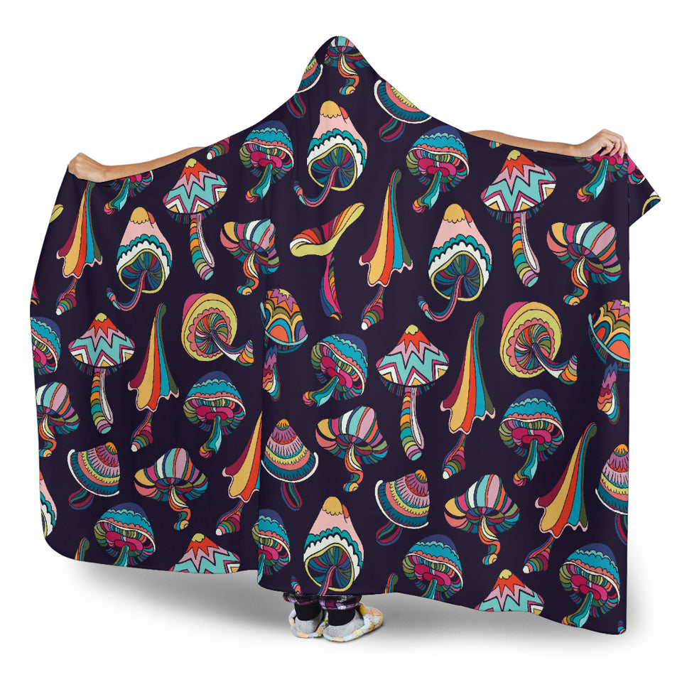 Colorful Mushroom Pattern Hooded Blanket