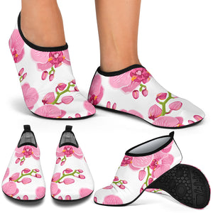 Pink Purple Orchid Pattern Background Aqua Shoes