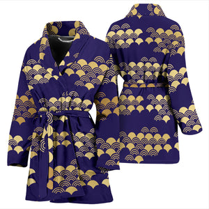 Beautiful Japanese Fan Pattern Women'S Bathrobe