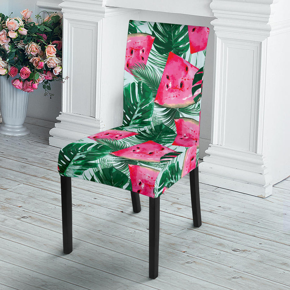 Watermelons Tropical Palm Leaves Pattern Dining Chair Slipcover