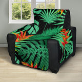 heliconia flower palm monstera leaves black background Recliner Cover Protector
