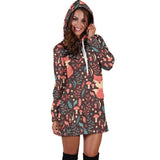 Fox Leaves Mushroom Pattern Women'S Hoodie Dress