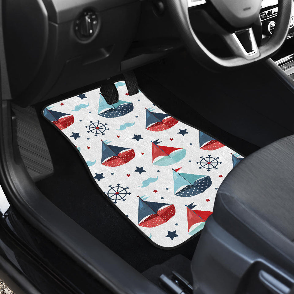 Cute Color Paper Sailboat Pattern Front And Back Car Mats