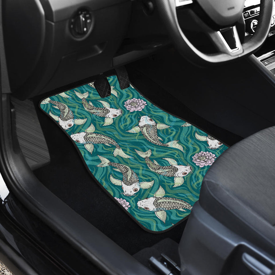 Koi Fish Carp Fish Lotus Pattern Front Car Mats
