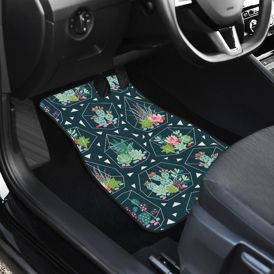 Cactus Glass Terrarium Pattern Front And Back Car Mats