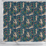 Raccoon Tropical Leaves Pattern Shower Curtain Fulfilled In US