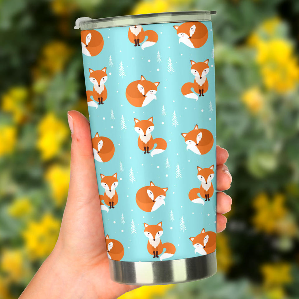 Fox Pattern Blue B Ackground Tumbler