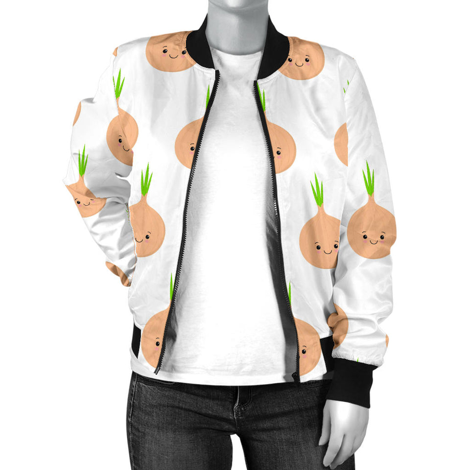 Cute Onions Smiling Faces Women'S Bomber Jacket