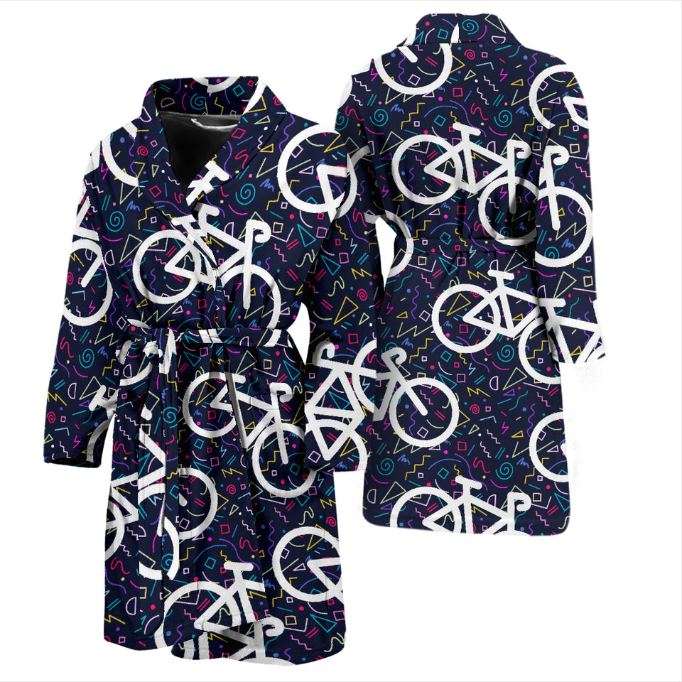 Bicycle Pattern Print Design 03 Men's Bathrobe