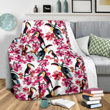 Toucan Flower Design Pattern Premium Blanket