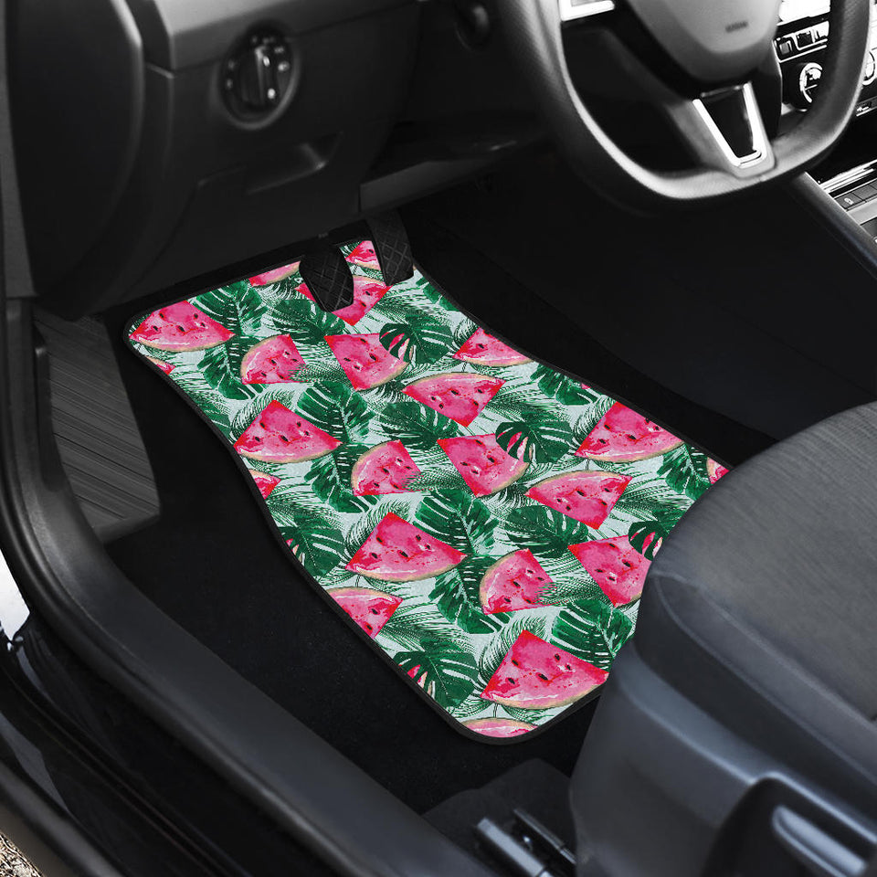 Watermelons Tropical Palm Leaves Pattern Front Car Mats
