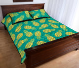 Pineapples pattern green background Quilt Bed Set