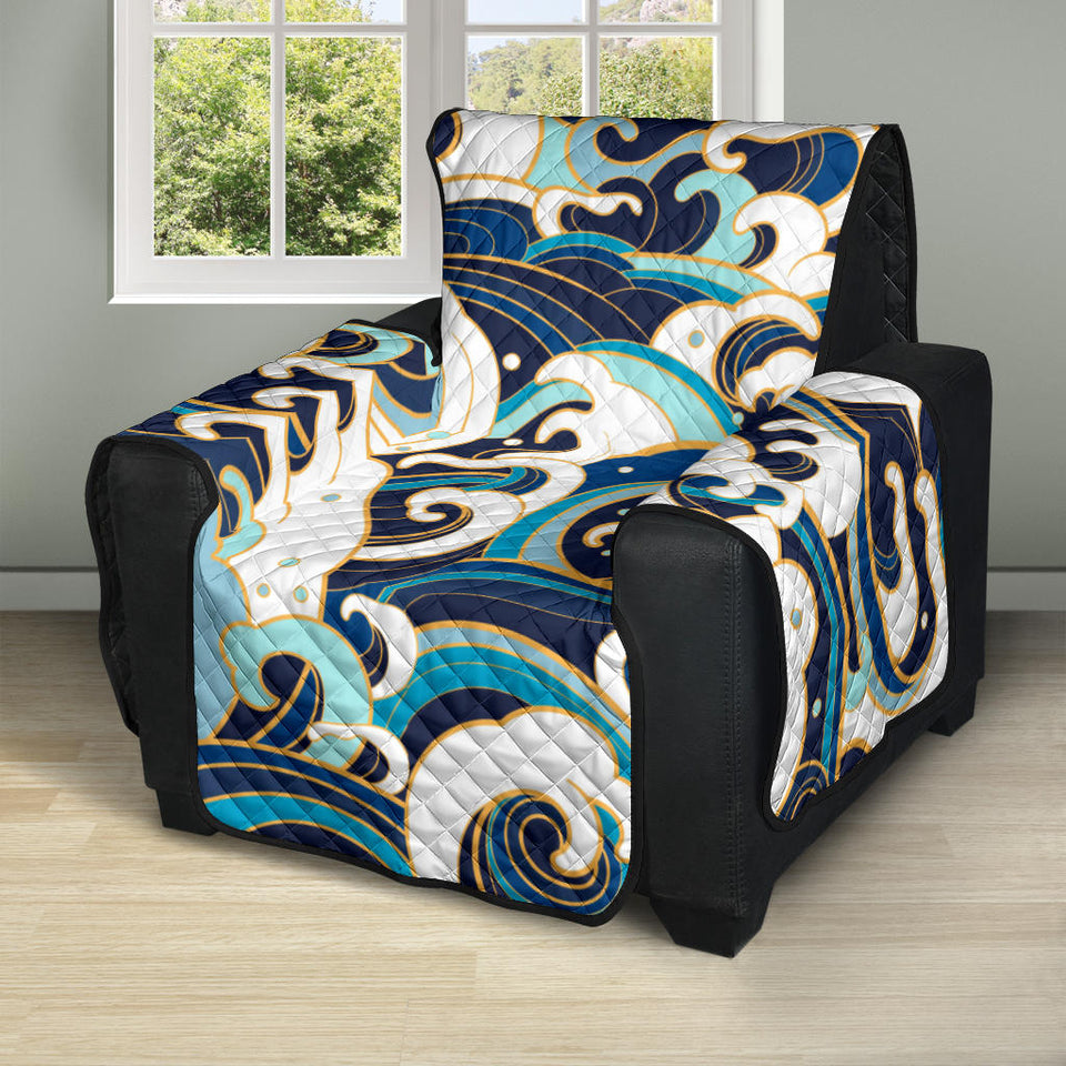 Japanese wave pattern Recliner Cover Protector