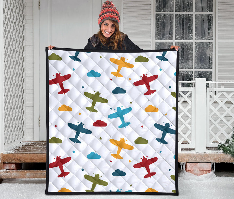 Airplane Star Cloud Colorful Premium Quilt