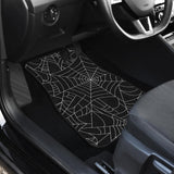 Spider Web Pattern Black Background White Cobweb Front Car Mats