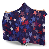 Red Blue Star Pattern Hooded Blanket