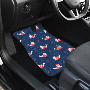Cute Sea Lion Seal Christmas Hat Candy Cane Heart Pattern Front Car Mats