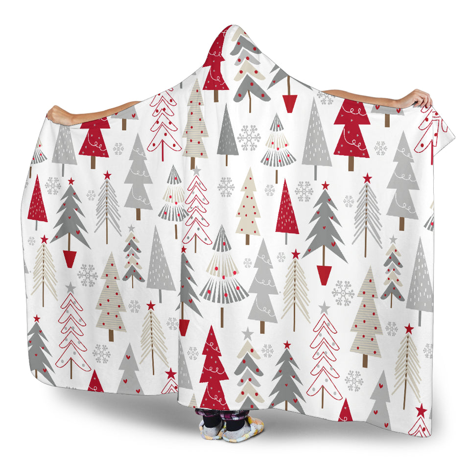 Cute Christmas Tree Pattern Hooded Blanket