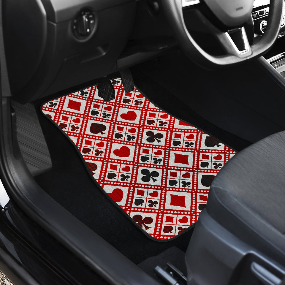 Casino Cards Suits Pattern Print Design 03 Front and Back Car Mats