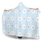White Cute Pomeranian Pattern Hooded Blanket