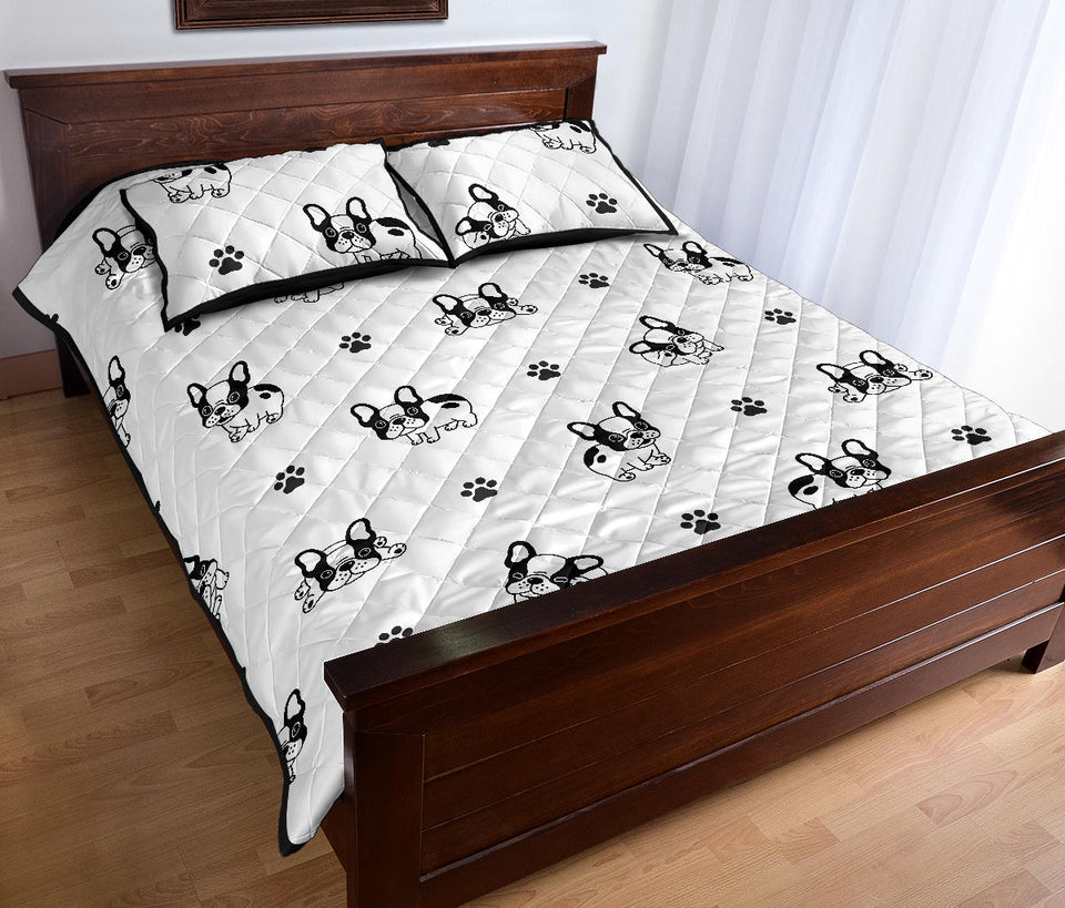 Cute french bulldog paw pattern Quilt Bed Set