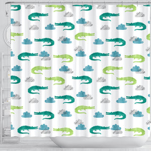 Watercolor Crocodile Pattern Shower Curtain Fulfilled In US