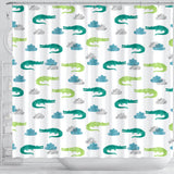 Watercolor Crocodile Pattern Shower Curtain Fulfilled In US