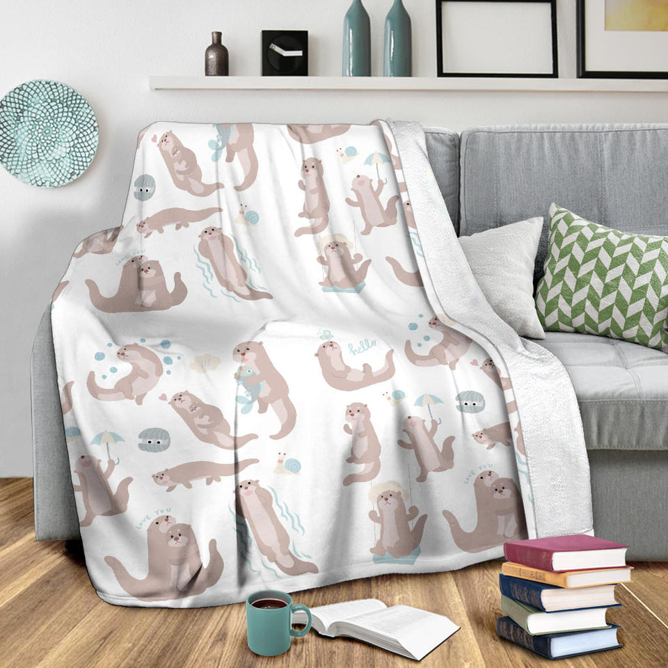 Cute Sea Otters Pattern Premium Blanket