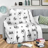 Cute French Bulldog Paw Pattern Premium Blanket