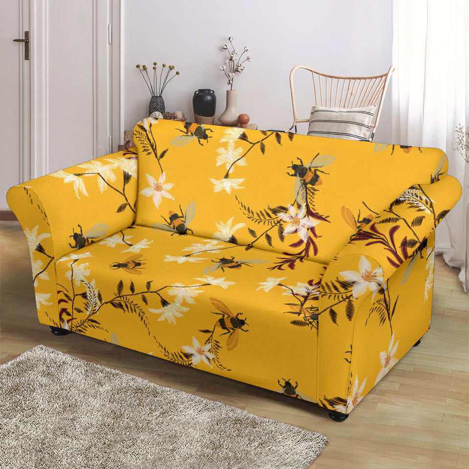 Bee Flower Pattern Loveseat Couch Slipcover