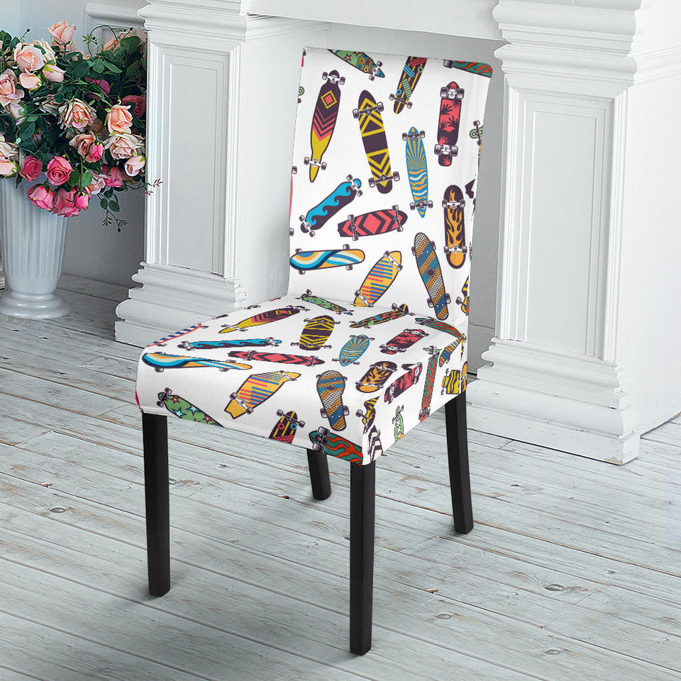 Skate Board Pattern Print Design 05 Dining Chair Slipcover