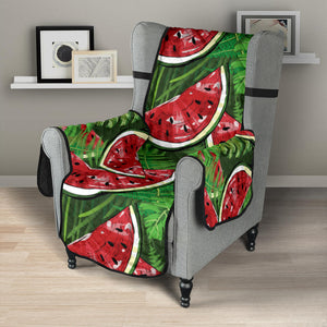 Watermelons tropical palm leaves pattern background Chair Cover Protector