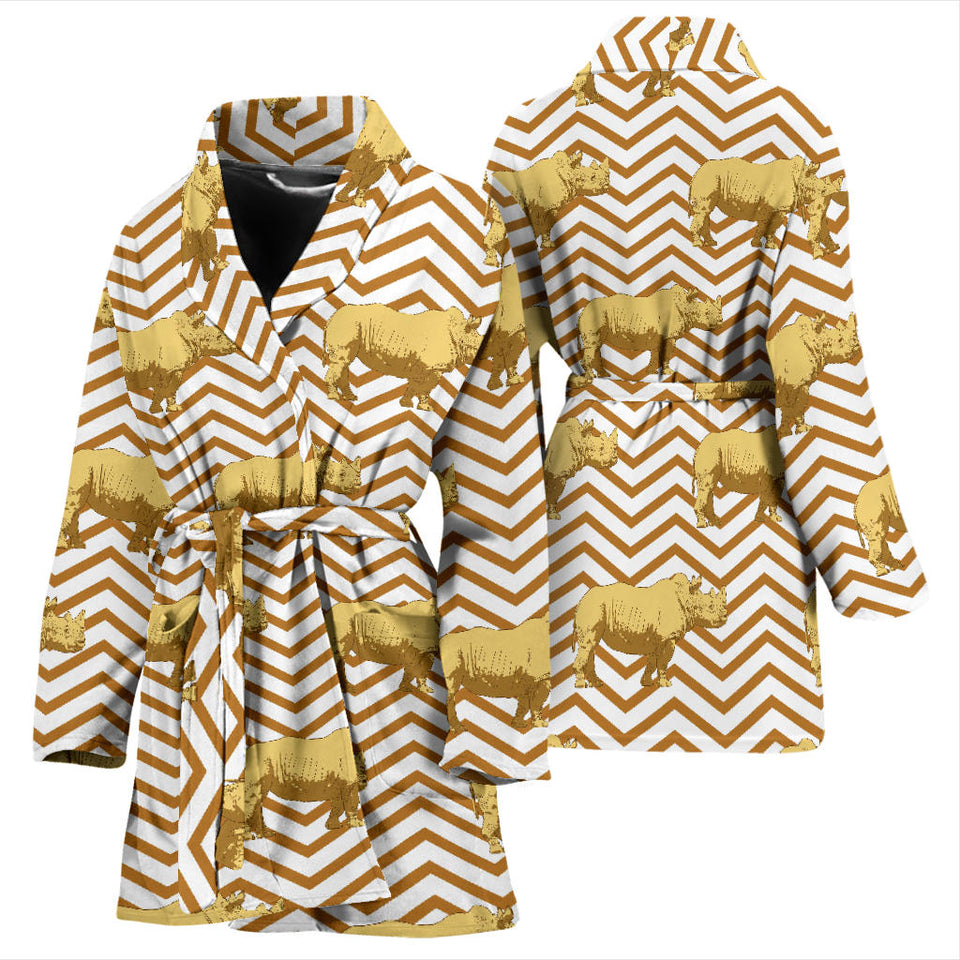 Rhino Yellow Theme Pattern Women'S Bathrobe