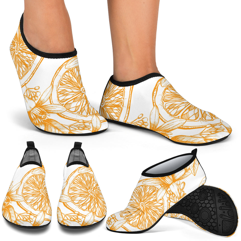 Hand Drawn Orange Fruit Pattern Aqua Shoes