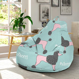 Poodle Dog Green Background Bean Bag Cover