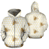 Bee Honeycomb Seamless Design Pattern Zip Up Hoodie